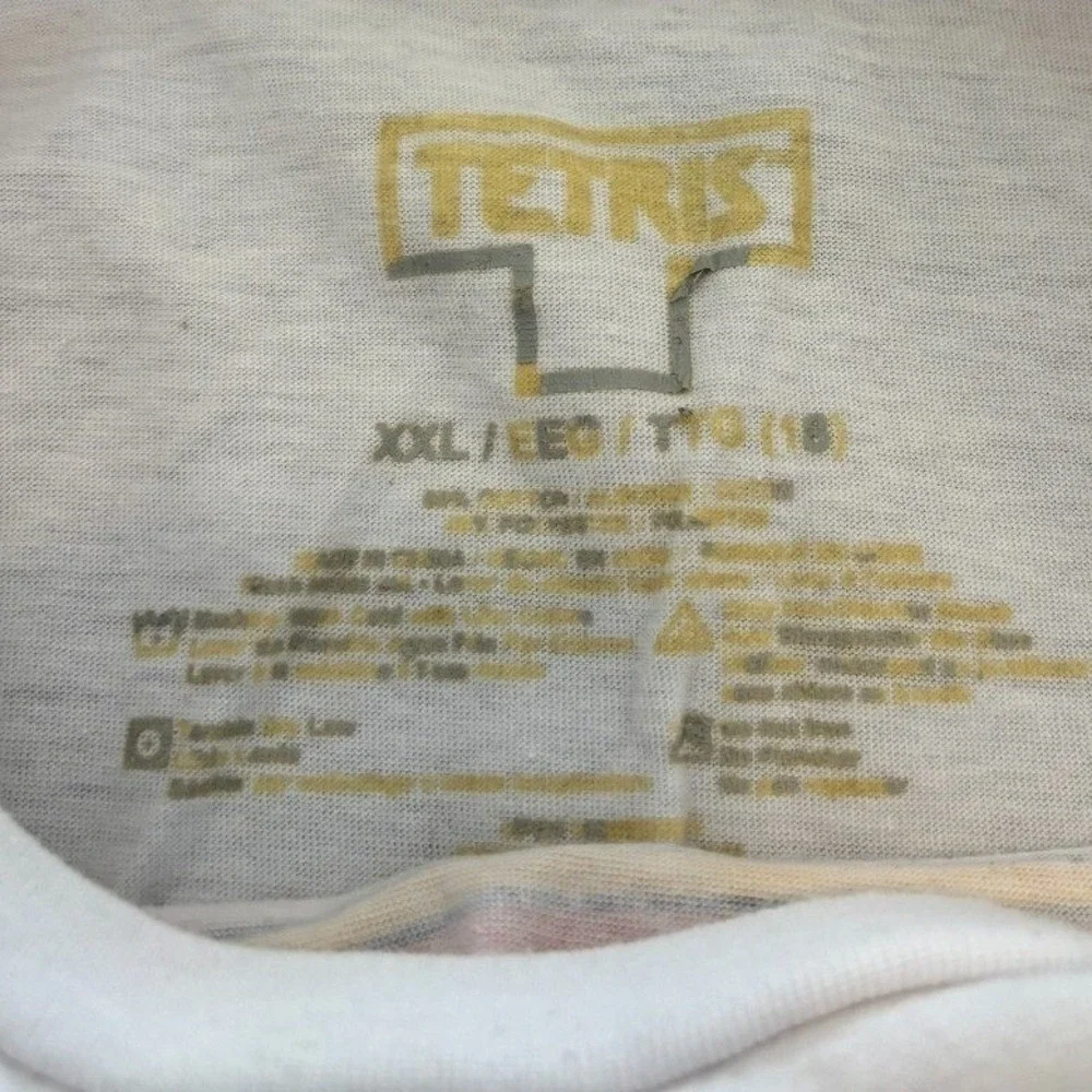 Tetris Graphic Tee White Retro‎ Rainbow Logo Shirt XXL Kids 18 Gamer Classic